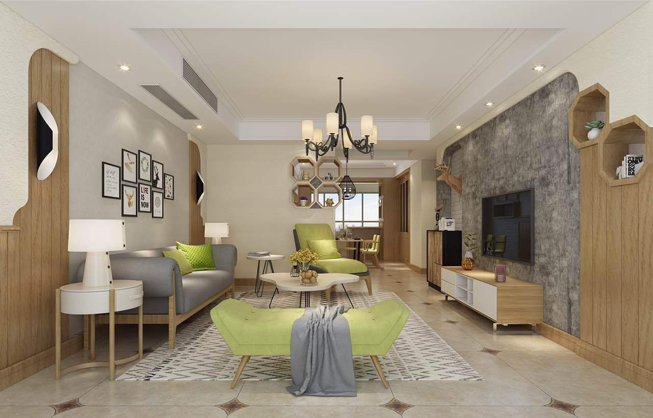 北欧简约风格三居室装修设计效果图 家装案例