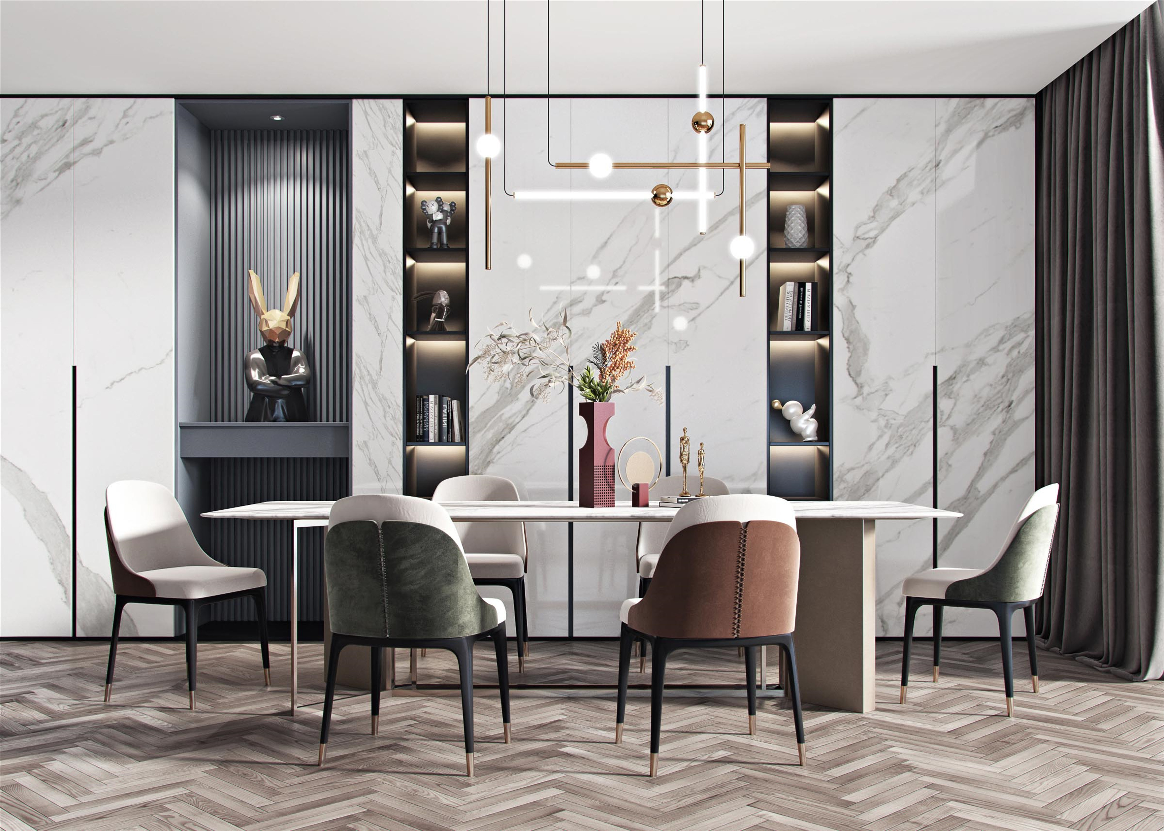 轻奢风格二居室装修设计效果图 家装案例