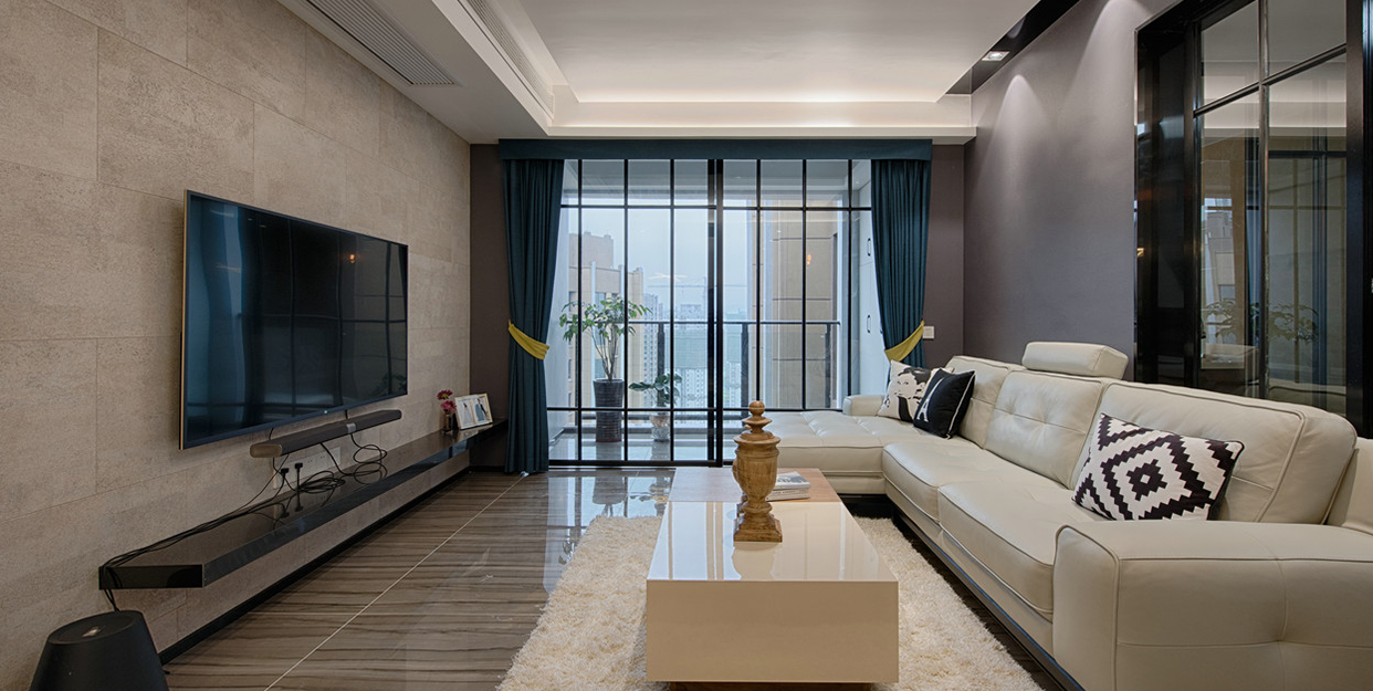 现代简约风格三室两厅一厨一卫装修设计效果图 家装案例